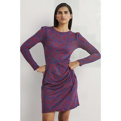 Boden Ruched Jersey Mini Dress Blu Maat: 22L | Mini Jurken Outlet | Dames | Paars