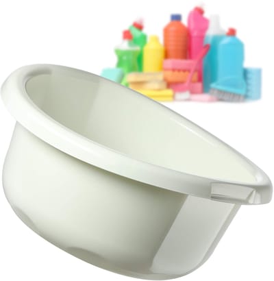 KADAX Kunststof kom, spoelbak in verschillende maten en kleuren, robuuste wasbak, universele kom, spoelbak voor badkamer, wasruimte (11 l, crème)