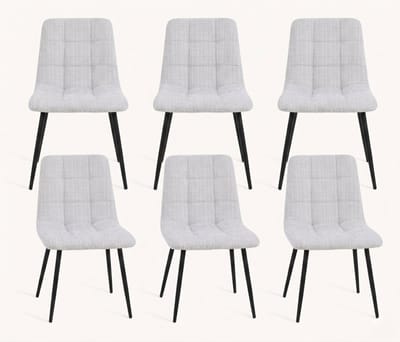 Eetkamerstoel Myleine- set van 6 stuks -Lichtgrijs Stof linnenmix- zetelsenbedden Tafel en Stoel