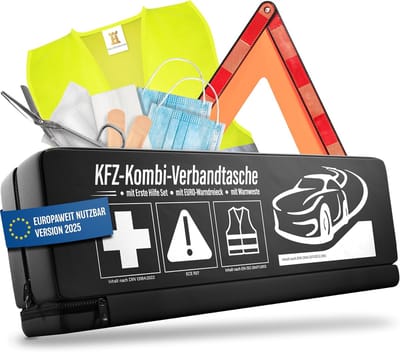 EHBO-set Auto - Verbanddoos Noodkit - Veilig Reizen Europa - 3-in-1 met Vest Driehoek