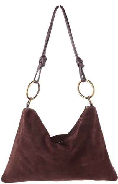 Giuliano lederen suede schoudertas Eveis - Made in Italy - Dames - Suede - Koffie