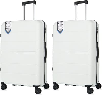 Traveller Set - 2xM Reiskoffers 24' - 65L - 66x43x26 cm - Lichtgewicht Harde Koffers - Wit - Met Ingebouwde TSA Slot - Voor Vakanties en Weekendtrips