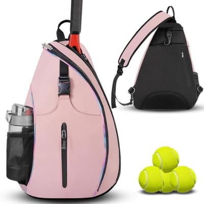 Tennis Sling Rugzak - Crossbody Sporttas - Waterbestendige Racket Opbergruimte - Geschikt voor Pickleball & Badminton - Unisex Lichtgewicht Ontwerp-roze