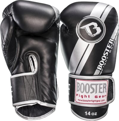 Booster BGL V3 Leren Bokshandschoenen – Zwart/Zilver – 10 oz