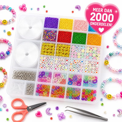 Kralen Set Sieraden Maken – Meer dan 2000 Onderdelen in Kralendoos met Draad, Sluitingen, Schaartje en Pincet – DIY Armbandjes Set