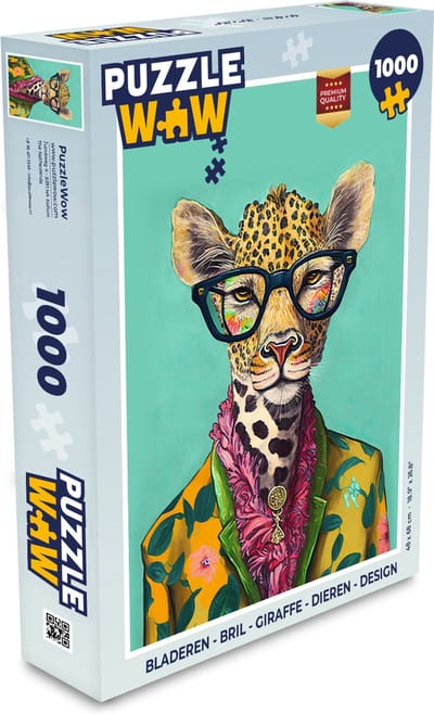 Puzzel Bladeren - Bril - Giraffe - Dieren - Design - Legpuzzel - Puzzel 1000 stukjes volwassenen