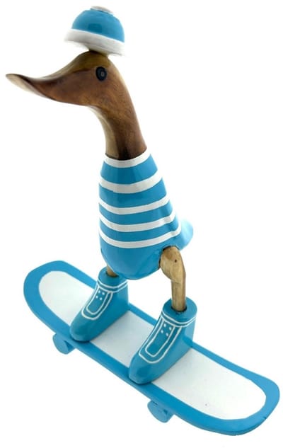 Houten eend Wessel skateboard neon blue