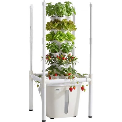 VEVOR Hydroponische Toren met 30 Pods, Hydroponische Toren met 6 Niveaus, Hydroponisch Kweeksysteem Kit met LED Plantenlamp, App Bediening, 20L Watertank & Pomp, Hydroponische Toren voor Kruiden, Fruit & Groenten