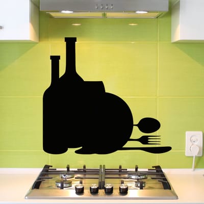 Schoolbordsticker - uitwisbare zelfklevende muurstickers - MEAL DESIGN - 20x20cm