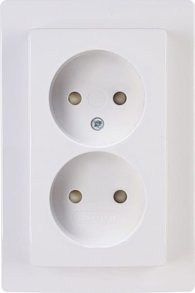 KOPP - Wandcontactdoos - Paris HK05 - Inbouw - 1-voudig Dubbel Stopcontact - Kinderbeveiliging - Arctic Glans Wit