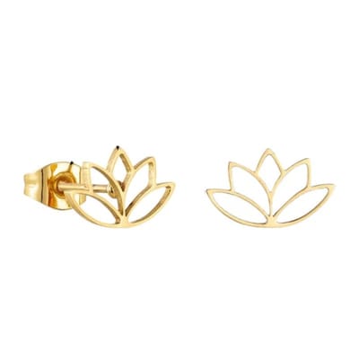 Aramat Jewels | Oorbellen | Goudkleurige Lotus Bloem Stalen Oorbellen rvs | | | |11mm | Staal | Kinderen, Volwassenen | Verkleurd niet