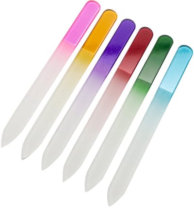 Glazen nagelvijlset – Glazen manicuregereedschap – Voor natuurlijke en acrylnagels – Dubbelzijdige nagelverzorging – Met hoesje – Willekeurige kleuren - ANMI