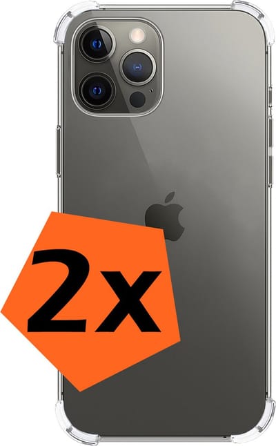 Hoes - 2 Stuks - Geschikt voor Apple iPhone 14 Pro - Sterk & Shockproof - Siliconen Case - Back Cover - Telefoon Hoesje Shock Proof - Transparant