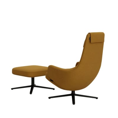 Vitra - Repos Fauteuil & Ottoman - basic dark gepoedercoat - Cosy 2 - koolzaadgeel - Zithoogte 40 cm