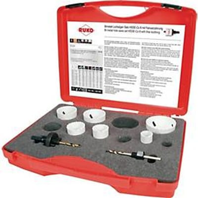 RUKO 8-delige gatenzaag-set, Ø 22-68 mm, zaagdiepte 38 mm, HSSE-Co8 bimetaal, voor sanitair, kunststof koffer