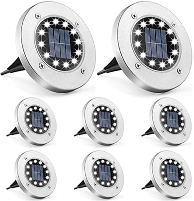 Solar Tuinlampen op Zonne-energie voor Buiten - 12 LED's, IP65 Waterdicht, Perfect voor Tuin en Buitenruimte (8 stuks)