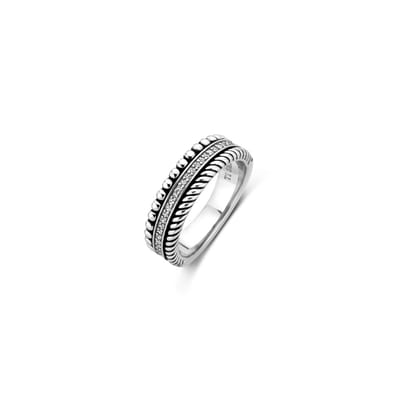TI SENTO Dames Ring - 925 zilver - Zirconia wit - Maat 17.25 mm / maat 54 - 12342ZI