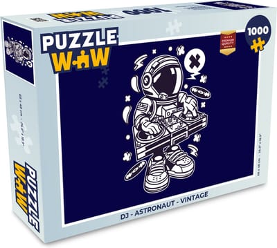 Puzzel DJ - Astronaut - Vintage - Legpuzzel - Puzzel 1000 stukjes volwassenen