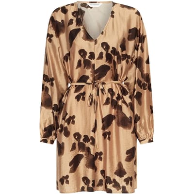 MSCH Copenhagen Mschnilla Romina Short Dress Aop Dames - Jurk - Camel - Maat L