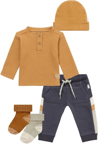 Noppies - Kledingset - 5delig - Broek Maury India Ink - Shirt Manila Apple Cinnamon - Muts Mebane - Sokken Maxton - Maat 68