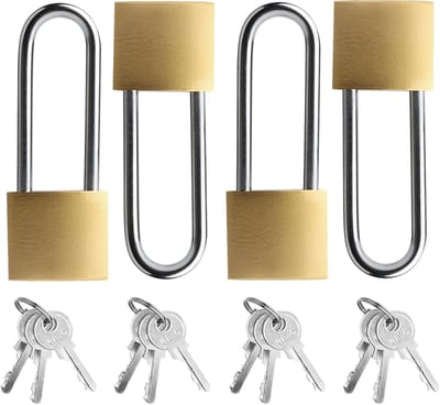Hangslot 32 mm - weerbestendig met lange beugel - veilig voor kasten en bagage - 4 stuks - SnelShoppen