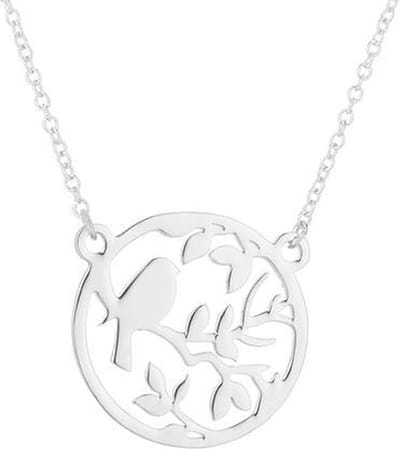24/7 Jewelry Collection Vogel Ketting - Mus - Huismus - Cirkel - Zilverkleurig