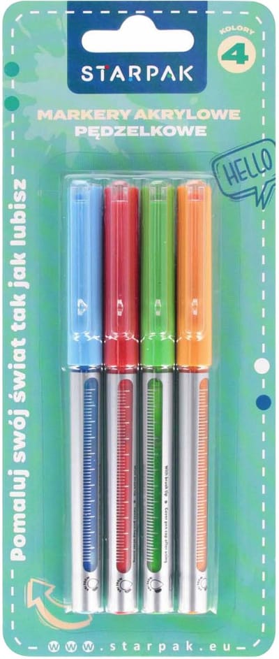Lobbes acryl stiften set - creatieve markers voor kinderen 4 kleuren.