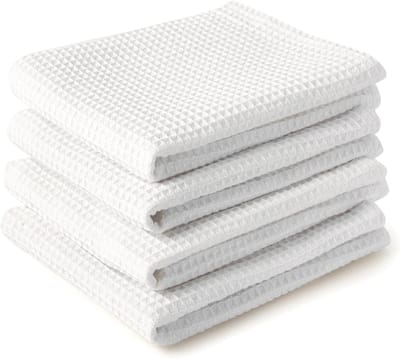 Multifunctionele Wit Katoenen Theedoeken Set van 4 - Sneldrogend en Ultra Absorberend