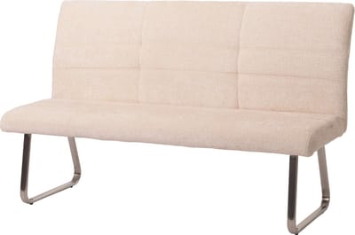 Bank MCW-G55, eetkamerbank, geborsteld roestvrij staal stof/textiel chenille Oeko-Tex, 160cm ~ crème