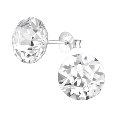 Aramat Jewels | Oorbellen | Zilveren Kristal Oorbellen 925 Zilver - Stralende Rondes | | | |10mm | Zilver | Volwassenen | Verkleurd niet