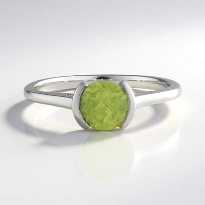 Cavill - Ring 925 Sterling Zilver Platina Verguld - 1,012 ct Groene Briljant Geslepen Sfeen - Elegante Minimalistische Sieraden