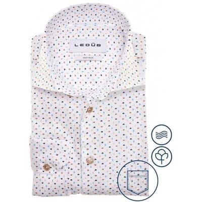 Ledûb Overhemd Multitone Triangle-Dot Fantasy Wit-Beige / male