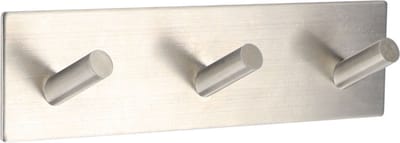Tendance Handdoek haakjes vierkant - 3 haken - 18 x 3 x 5 cm - zilver - Zelfklevende ophang haakjes - Metaal