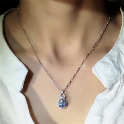 S925 Zilveren Hangers Voor Vrouwen Bruids Bruiloft 6 .75mm 1ct Zirkonia Kettingen Hanger Fijne Sieraden Zonder Ketting beige