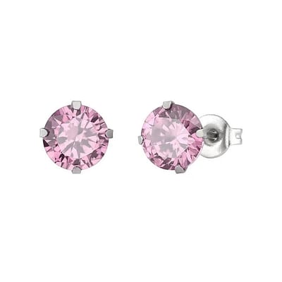WeLoveSilver - oorstekers - chirurgisch staal - roze kristal - 5 mm