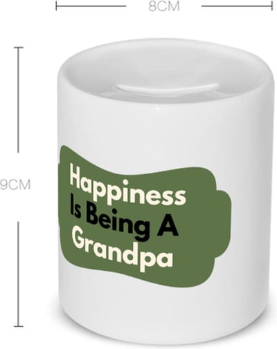 Akyol - happiness is being a grandpa Spaarpot - Opa - de liefste opa - verjaardag - cadeautje voor opa - opa artikelen - kado - geschenk - 350 ML inhoud