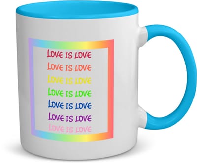 Akyol - lgbtq cadeau - koffiemok - theemok - blauw - Lgbt - queer - met opdruk - lgbt - love is love - pride month - lgbtq vlag - gay pride - met tekst - opdruk - leuke pride spullen - verjaardag - cadeau - gift - 350 ML inhoud