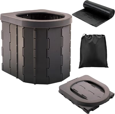 Dailygoods- Campingtoilet Draagbaar - Opvouwbaar Toiletemmer - Mobiel Toilet - Chemisch Toilet - Lichtgewicht 1,8 kg - Afmetingen 32,5 x 27,5 x 6,5 cm