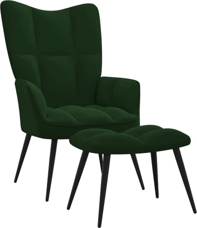 Fauteuil - Relaxzetel - Relaxstoel - Relaxfauteuil - Stoel - Met armleuning - Met voetenbank - Voor één Persoon - Donkergroen