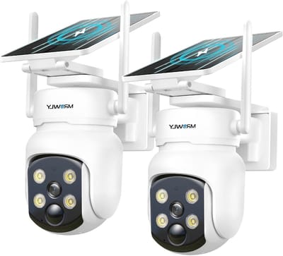 Bewakingscamera Buiten - Accu Camera - Huis Beveiligen - 360 Graden Zicht - 2.5K Resolutie - Wit