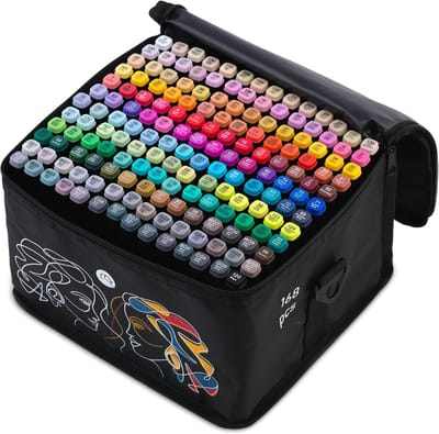 Alcohol Markers - Dubbelzijdige Alcohol Markers - 168 Stuks - Watervast en Sneldrogend - Perfect voor Creatieve Projecten - Voor Kunstenaars en Hobbyisten