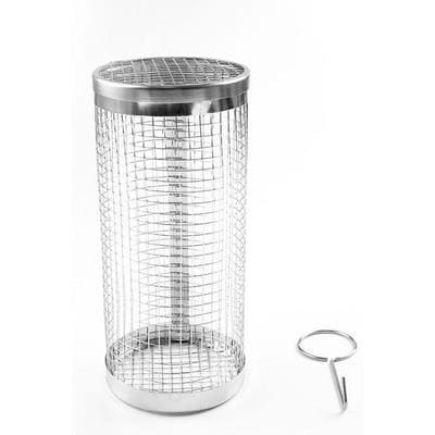 Panier à grillades roulant en acier inoxydable, 1 pièce, pour barbecue, Camping en plein air, frites, poisson, Portable et facile à nettoyer 9.5*9.5*20cm argenté