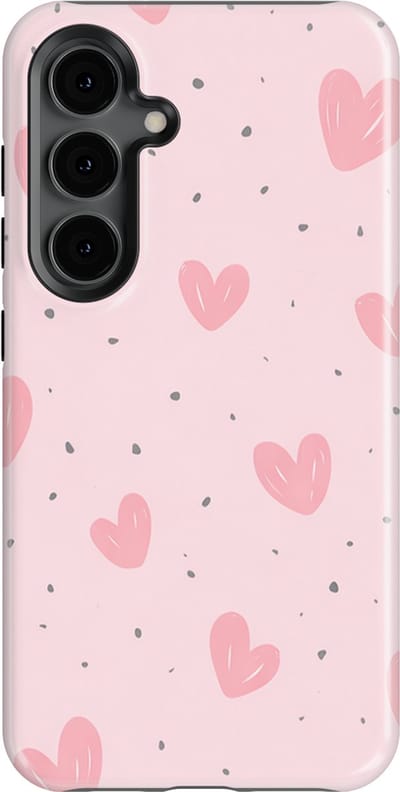 Tough Hoesje met Hartjes Samsung Galaxy S24 | Little Love Tough Case Geschikt voor Mag | Hartjes Print Backcover Samsung Galaxy S24 Pink Blush