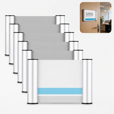 Dailygoods- Deurbordje Aluminium - A6 148 x 105 mm - 6 Stuks - Krasbestendig - Vochtbestendig - Zelfklevend/Schoefbevestiging - Naambordje