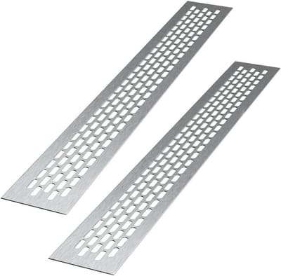 Ventilatierooster Aluminium - Afvoerluchtrooster Plintrooster - Ventilatie Verbeteren - Geborsteld Oppervlak - 48 x 6 cm - 2 stuks - Inox