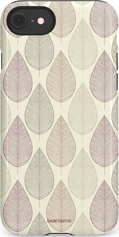 Casetastic hoesje geschikt voor Apple iPhone SE / Apple iPhone 7 / Apple iPhone 8 - Dubbellaagse bescherming - Botanisch retro bladeren dans - Fashion Case - Crème
