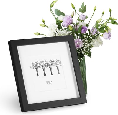 Casa Chic Fotolijst, 20x20cm fotolijst voor kindertekeningen, oorkonden & foto's, Vierkante houten fotolijst met glas, Fotolijst staand of liggend, Lijst met passe-partout