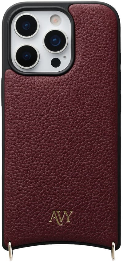 AVY Leren Hoesje | Geschikt voor Apple iPhone 16 Pro Max | Compatibel met MagSafe | Leather Case | Back Cover | Haakjes voor koord | Burgundy