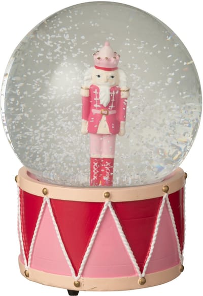 J-Line decoratie waterbol Notenkraker - polyresin - wit/roze