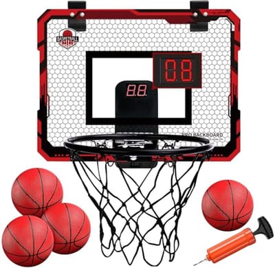 Mini Basketbalring voor Kinderen - Voor Binnen met 4 Ballen, Pomp, en Scorebord